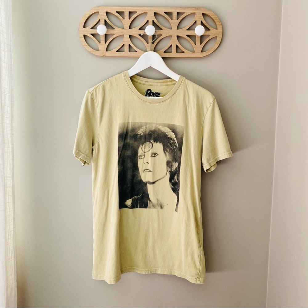 Lucky Brand David Bowie Graphic Tee Shirt Green Sz Medium